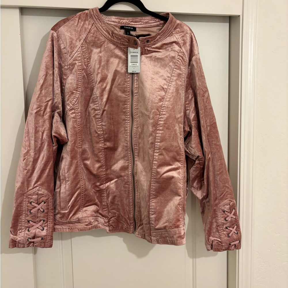 Torrid Blush Velvet Bomber Jacket